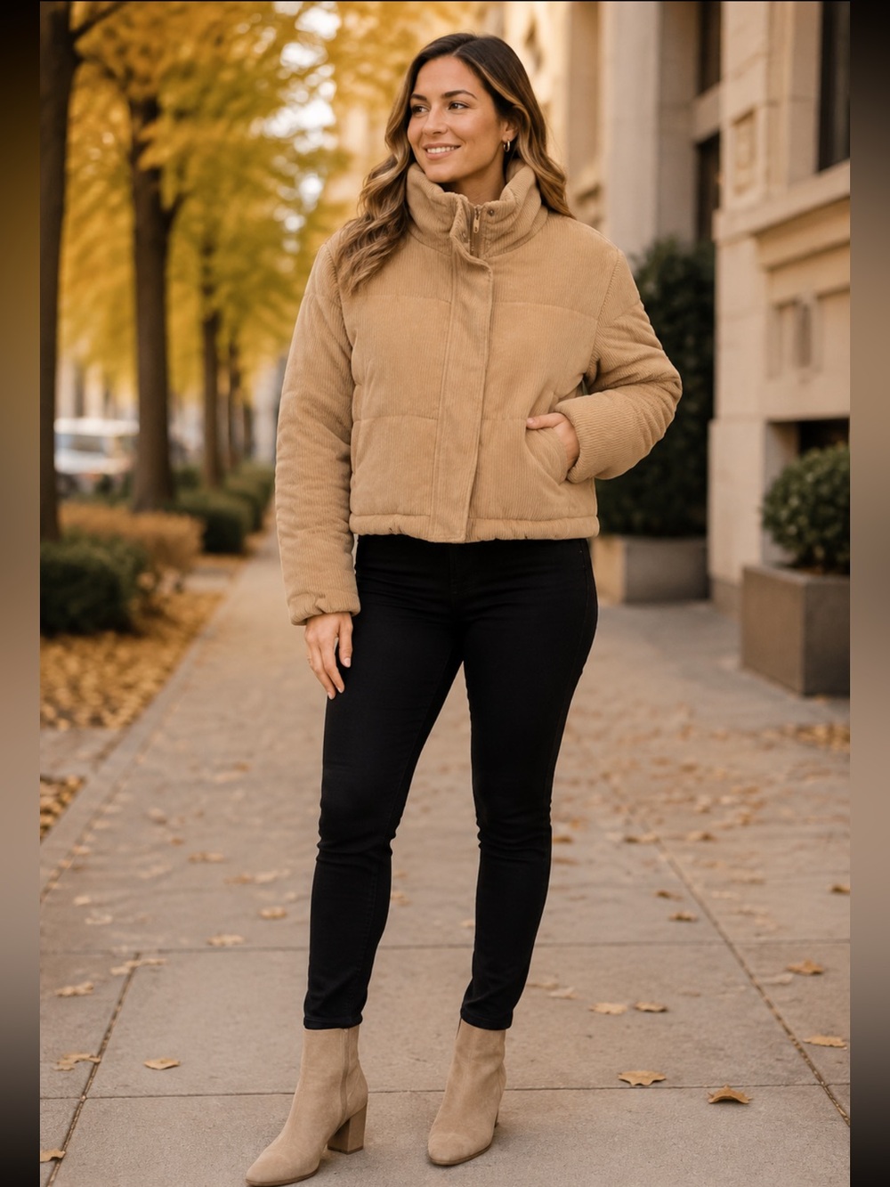 Say What? Beige Corduroy Puffer Jacket
